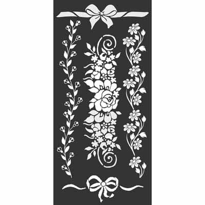 LITTLE HEARTS & VERTICAL BORDERS Stencil by Stamperia (25cm x 12cm) - Rustic Farmhouse Charm