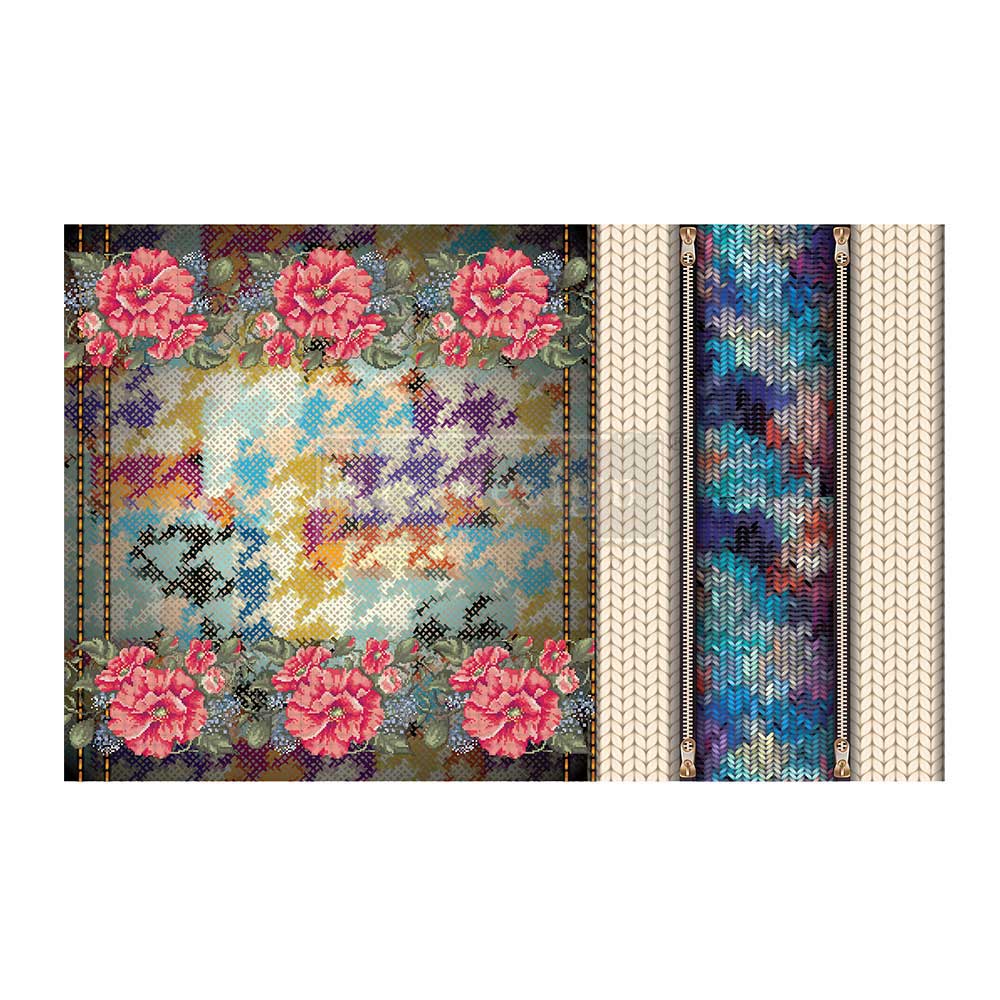 NEW! CECE LOVELY STITCHES Redesign Decoupage Tissue Paper 48.26cm x 76.2cm - Rustic Farmhouse Charm