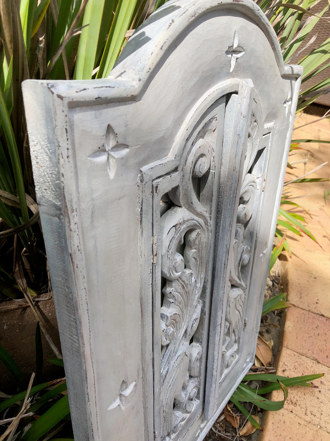 Mirror with Carved Birds Doors - Rustic Farmhouse Charm