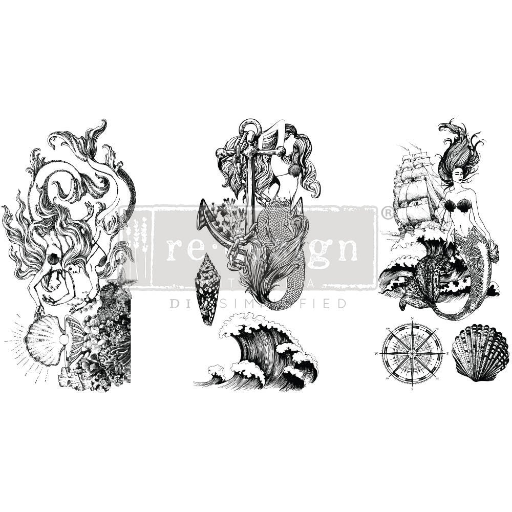 NEW! MERMAID TREASURE Redesign Transfer (3 sheets, each 15.24cm x 30.48cm) - Rustic Farmhouse Charm