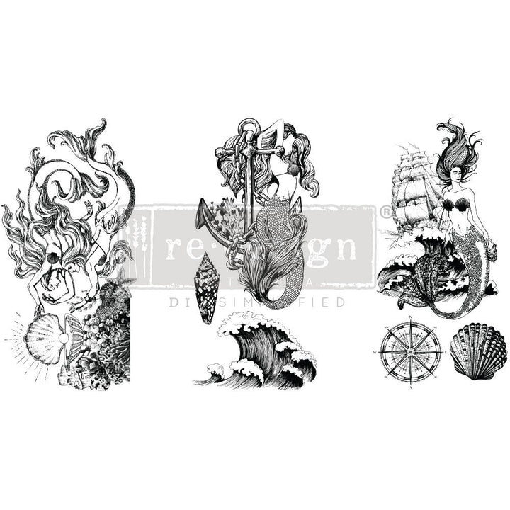 NEW! MERMAID TREASURE Redesign Transfer (3 sheets, each 15.24cm x 30.48cm) - Rustic Farmhouse Charm
