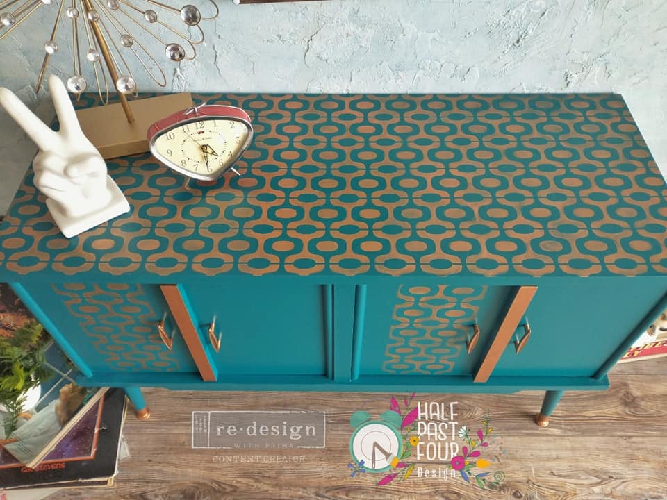 MID-CENTURY VIBES Redesign Stencil 50.8cm x 40.64cm - Rustic Farmhouse Charm