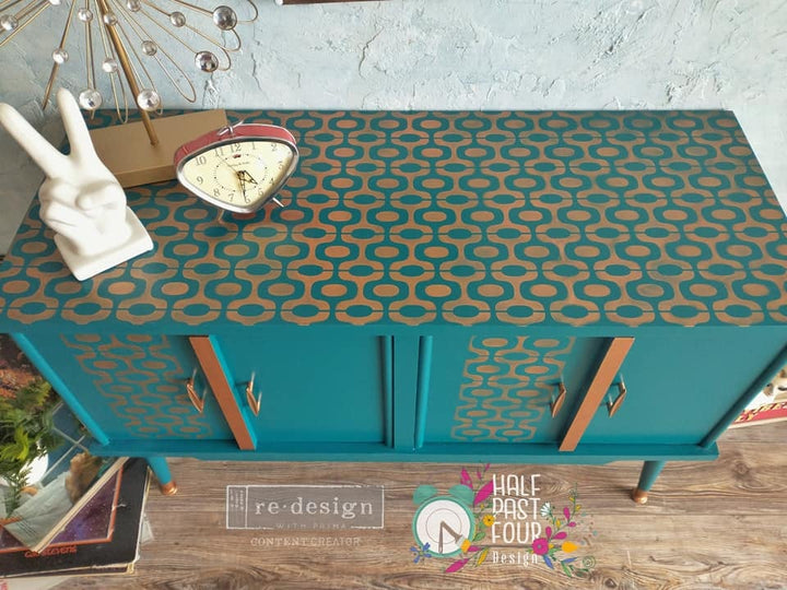 MID-CENTURY VIBES Redesign Stencil 50.8cm x 40.64cm - Rustic Farmhouse Charm