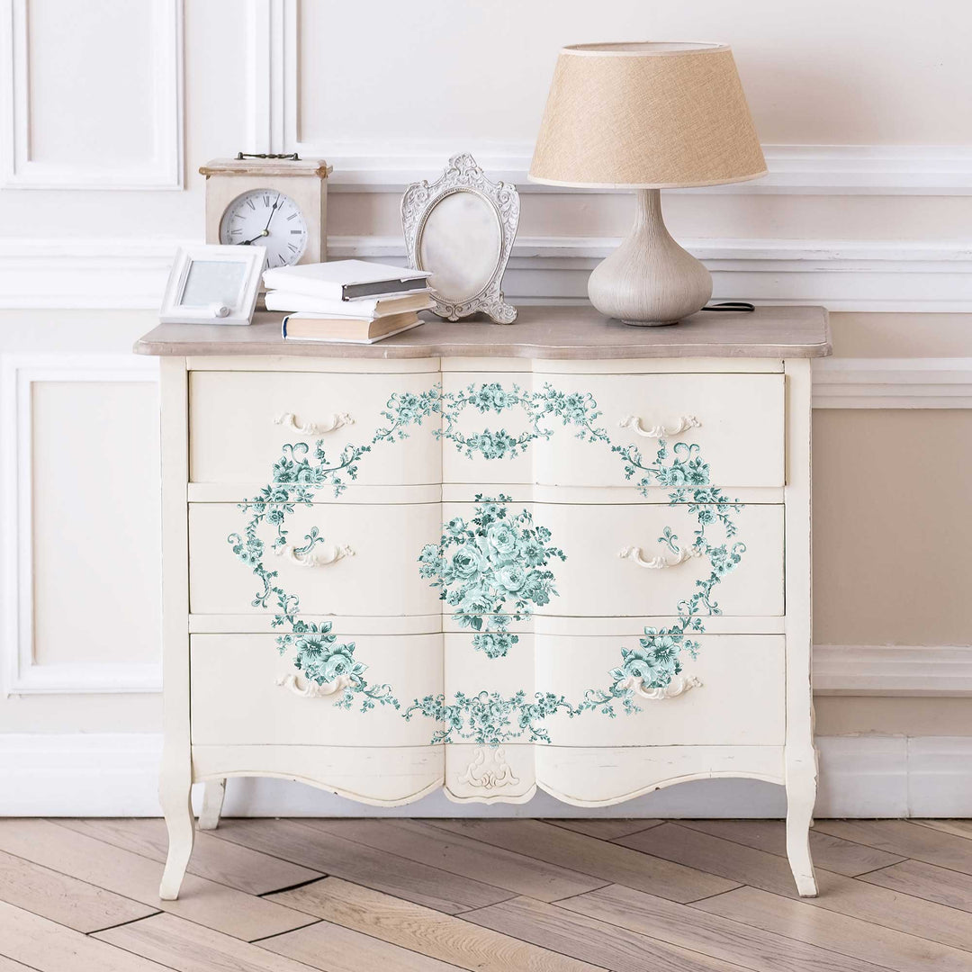 NEW! Redesign Maxi Transfer - MINTY ROSES (2 sheets, each 30.48cm x 30.48cm) - Rustic Farmhouse Charm