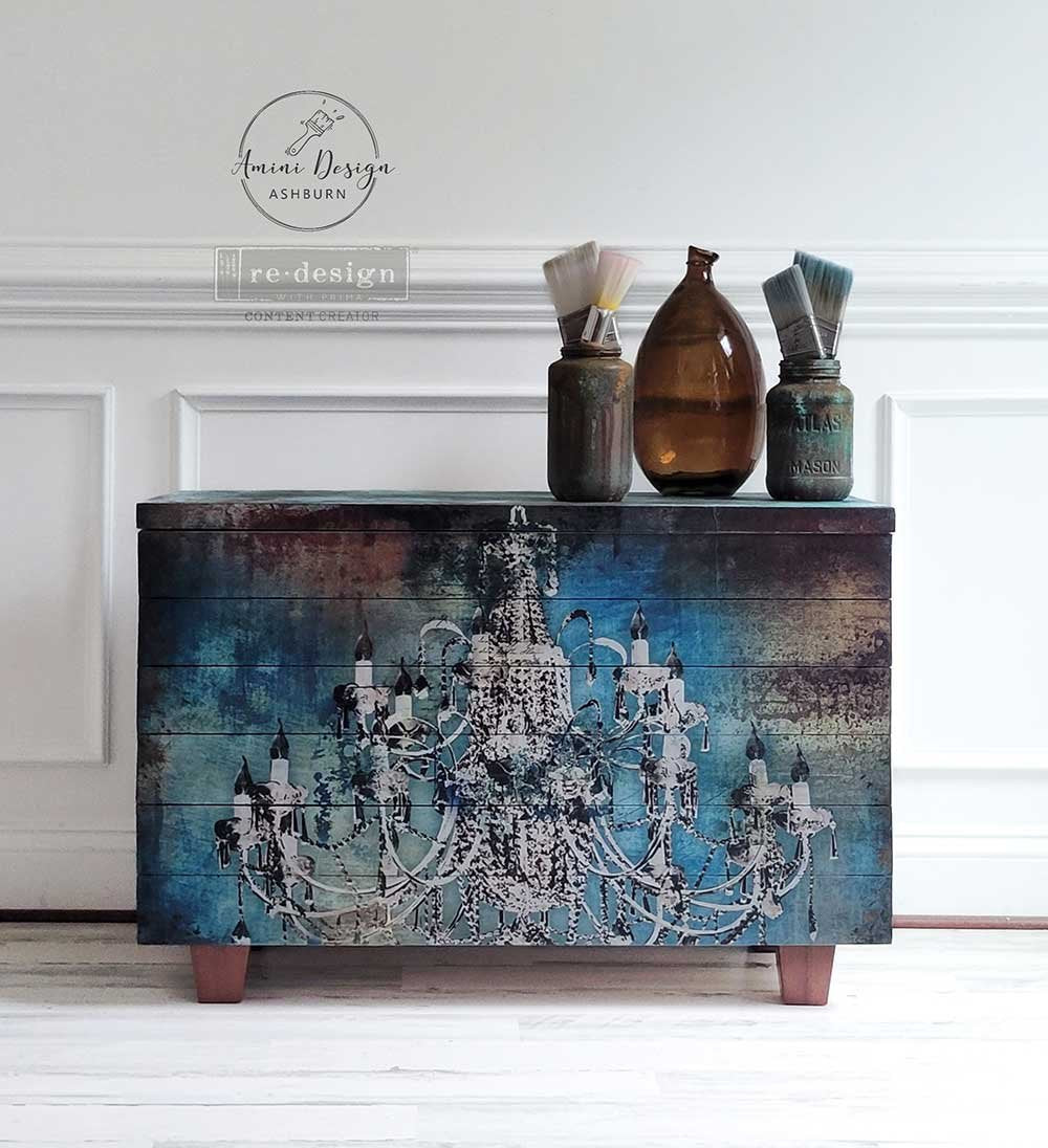 NEW! MOODY CHANDELIER Redesign A1 Decoupage Rice Paper (59.44cm x 84.07cm) - Rustic Farmhouse Charm