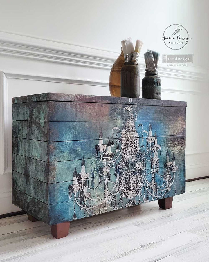 NEW! MOODY CHANDELIER Redesign A1 Decoupage Rice Paper (59.44cm x 84.07cm) - Rustic Farmhouse Charm