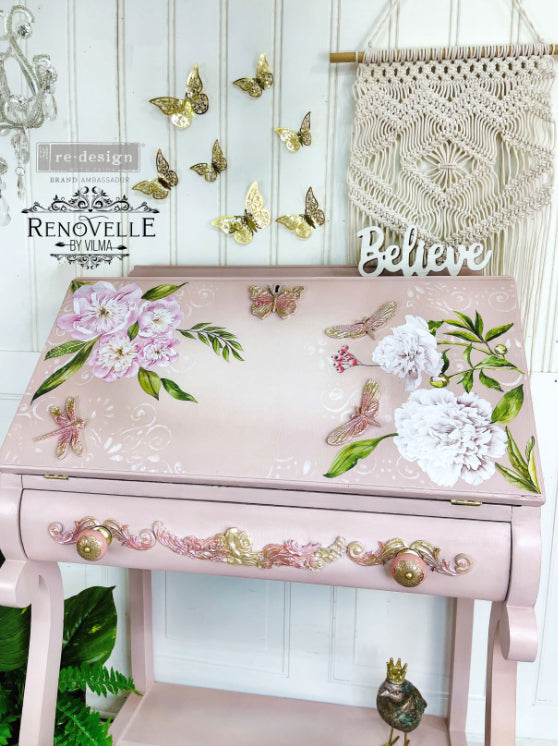 MORNING PEONIES Redesign Transfer (3 sheets, each 15.24cm x 30.48cm) - Rustic Farmhouse Charm