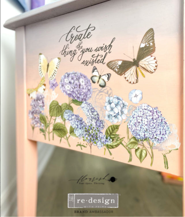 MYSTIC HYDRANGEA Redesign Transfer (3 sheets, each 15.24cm x 30.48cm) - Rustic Farmhouse Charm
