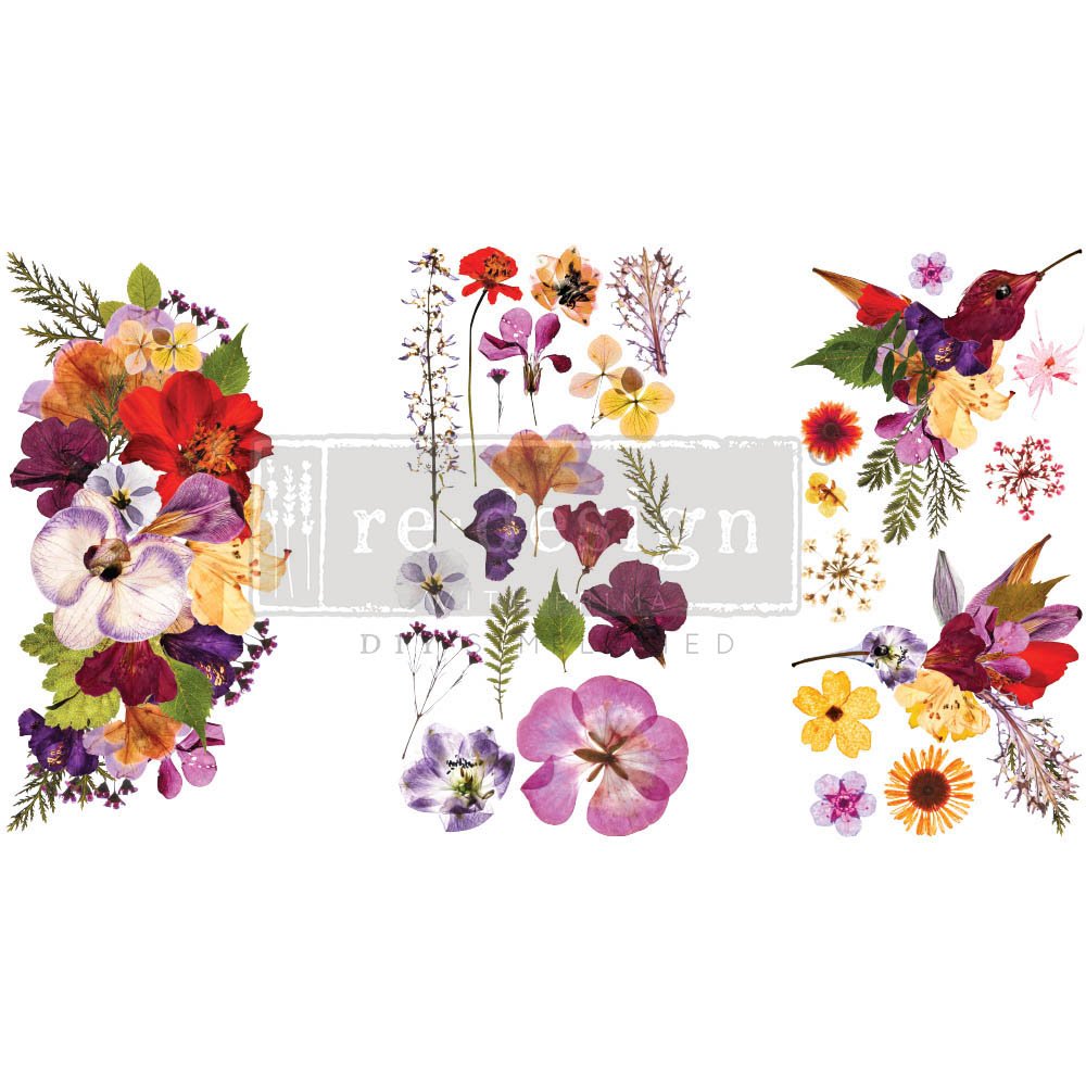 NEW! ORGANIC FLORA Redesign Transfer (3 sheets, each 15.24cm x 30.48cm) - Rustic Farmhouse Charm
