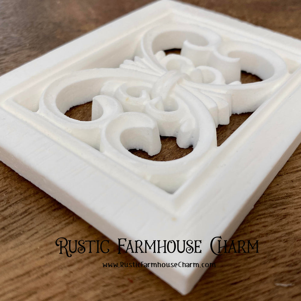 ORNATE PANEL Resin Applique (unpainted) 10cm x 8cm - Rustic Farmhouse Charm