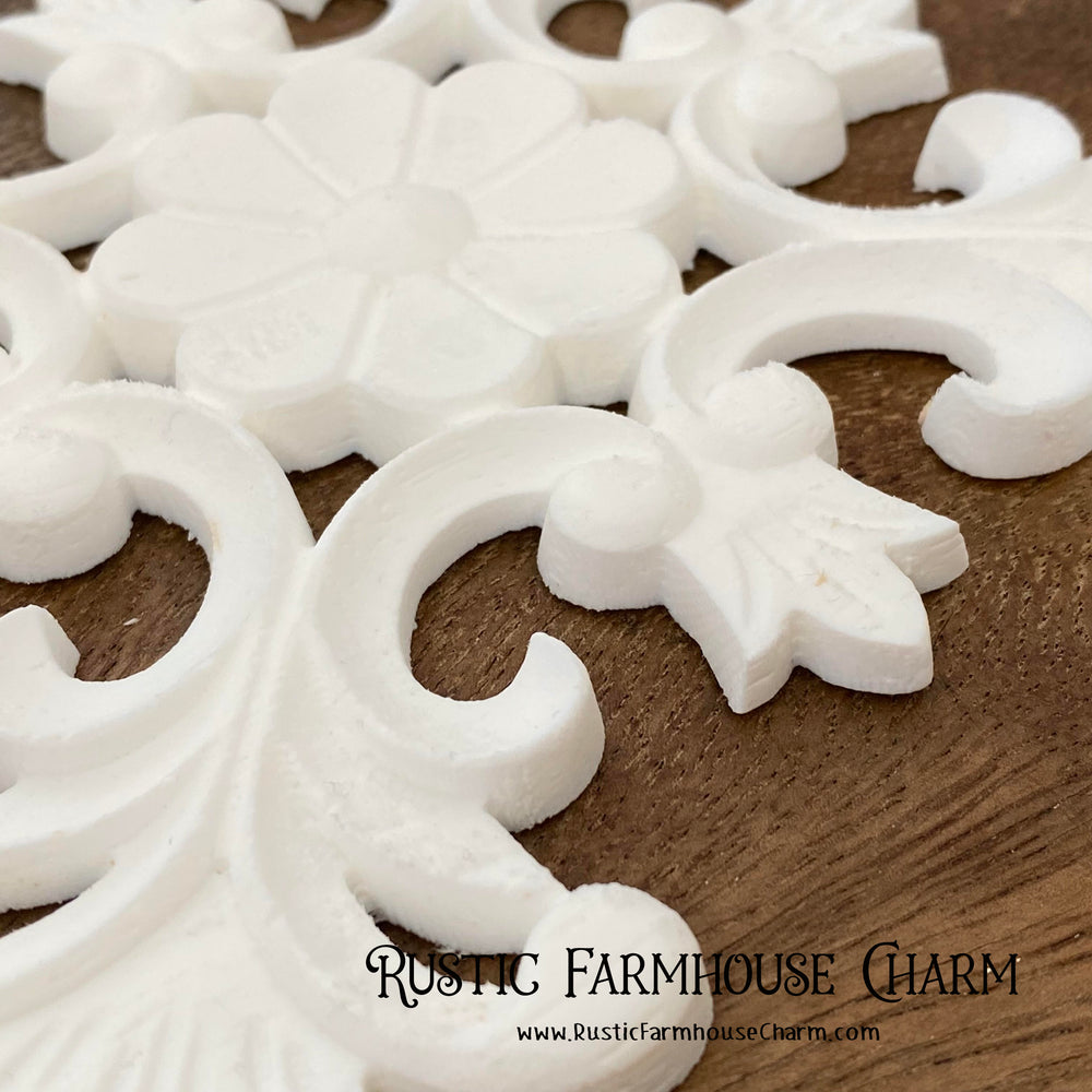 ORNATE TILE Resin Applique (unpainted) 14.7cm x 14.7cm - Rustic Farmhouse Charm