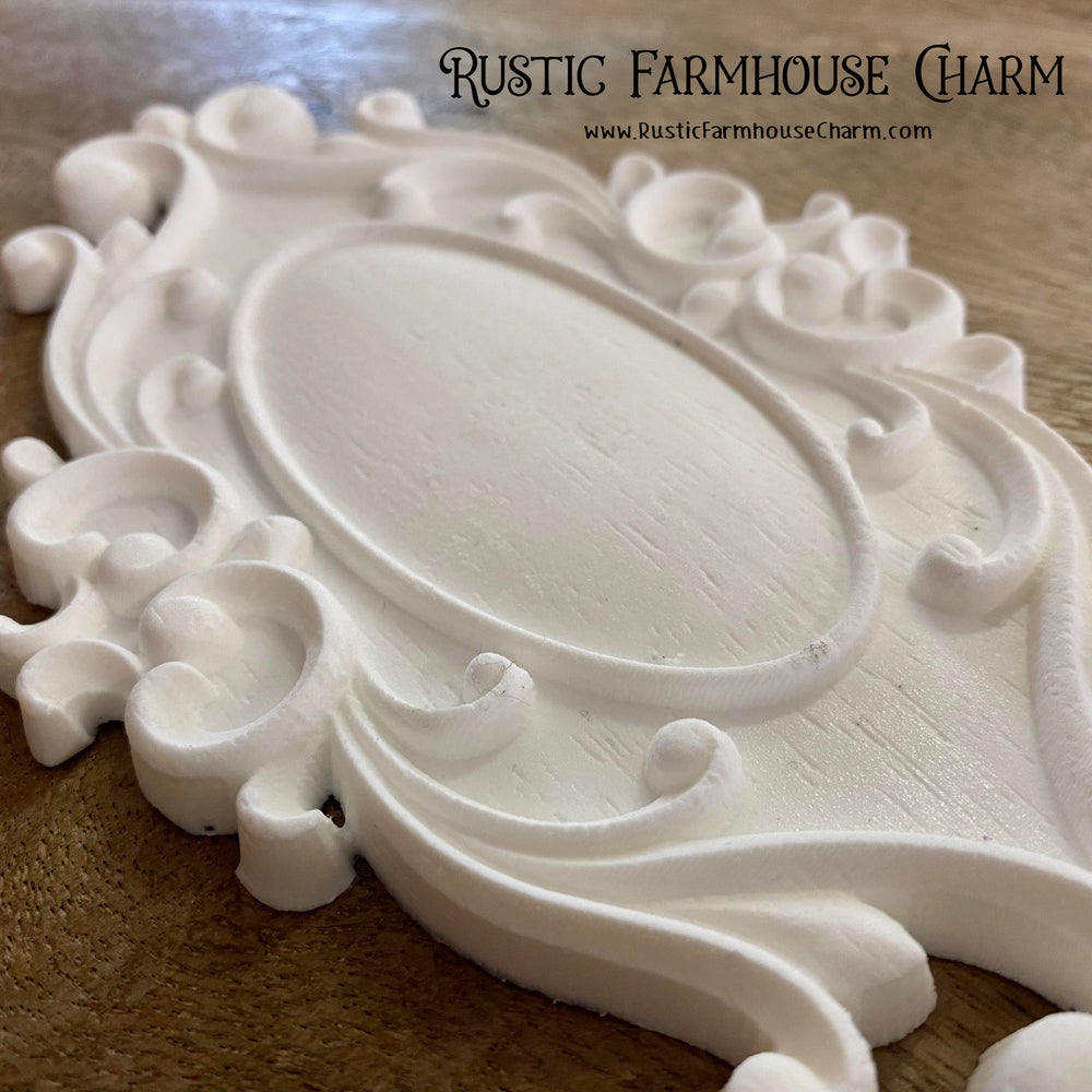 OVAL PLAQUE Resin Applique (unpainted) 20.2cm x 12cm - Rustic Farmhouse Charm