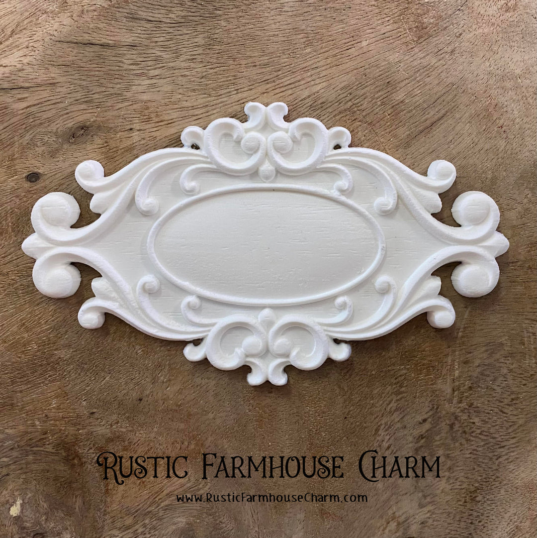 OVAL PLAQUE Resin Applique (unpainted) 20.2cm x 12cm - Rustic Farmhouse Charm
