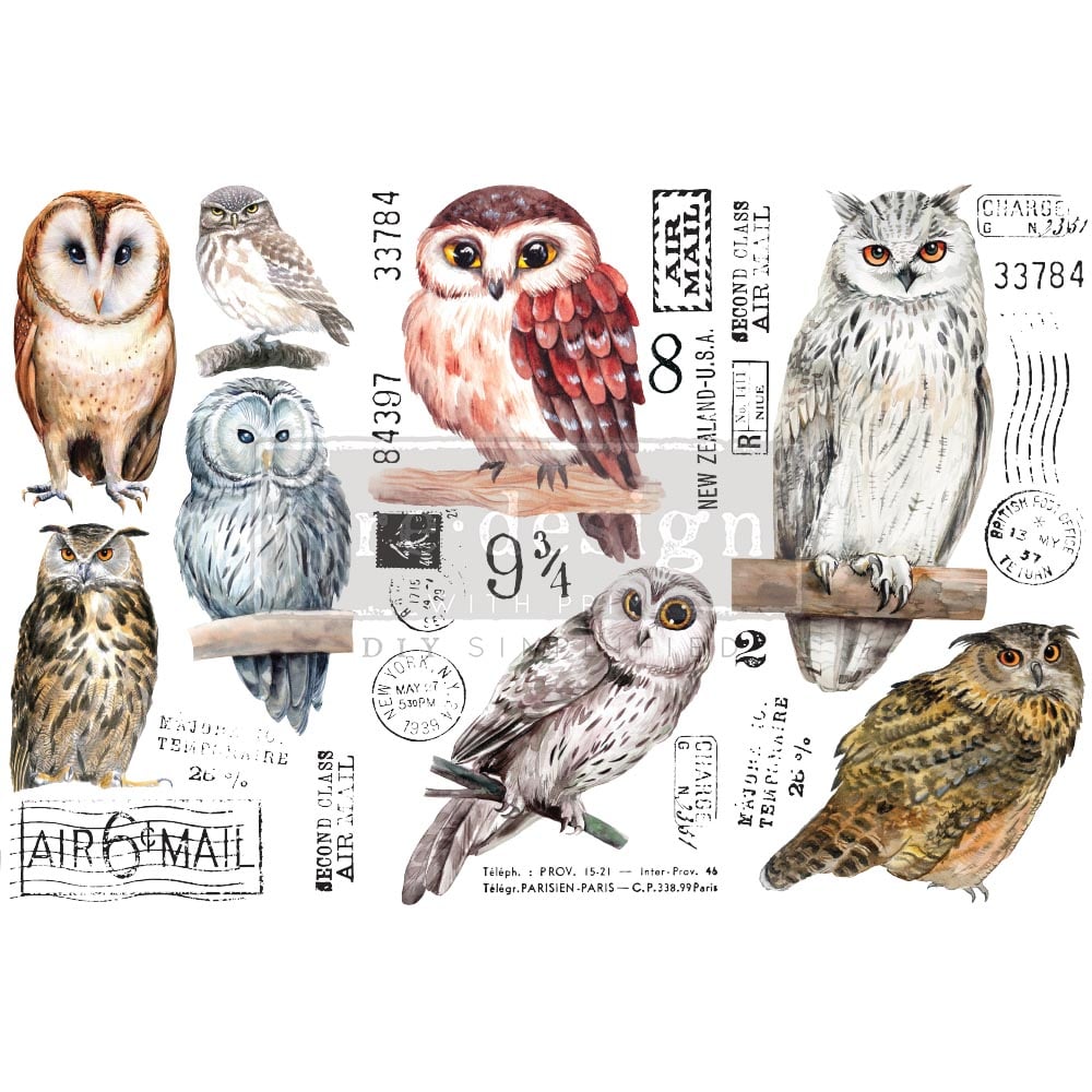 NEW! OWL Redesign Transfer (3 sheets, each 15.24cm x 30.48cm) - Rustic Farmhouse Charm