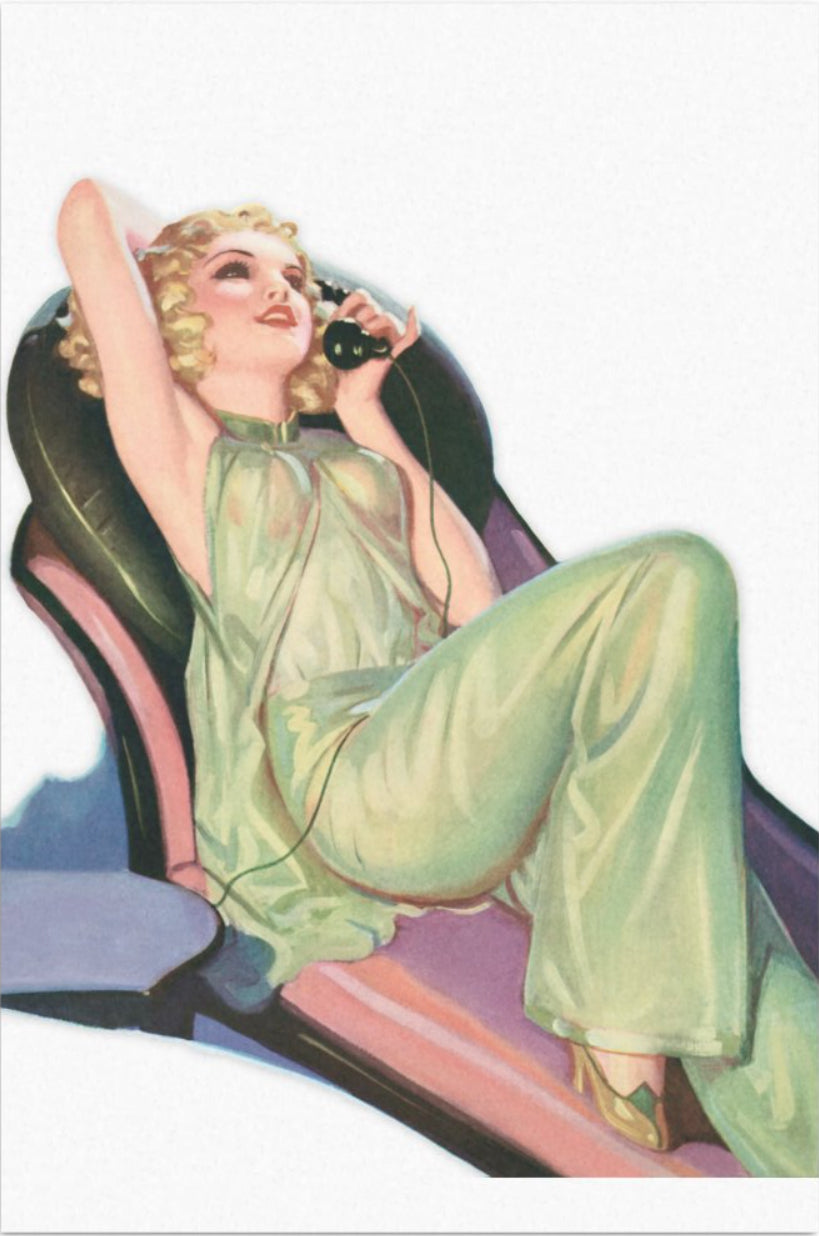 Decoupage Tissue Paper - Retro Sexy Lady on Phone (50.8cm x 76.2cm) - Rustic Farmhouse Charm