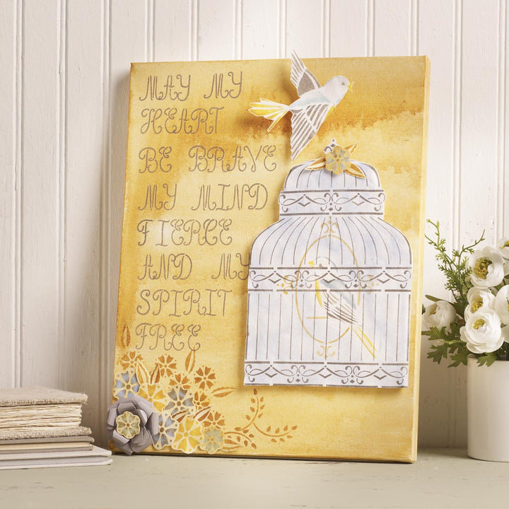 BIRDCAGE Stencil Set of 3 by Plaid FolkArt (21.59cm x 24.13cm) - Rustic Farmhouse Charm