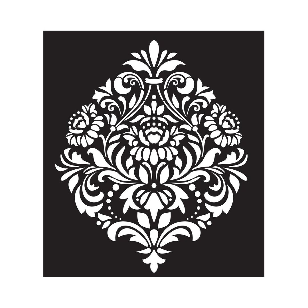 DAMASK 1 Stencil by Plaid Folkart (21.59cm x 24.13cm) - Rustic Farmhouse Charm