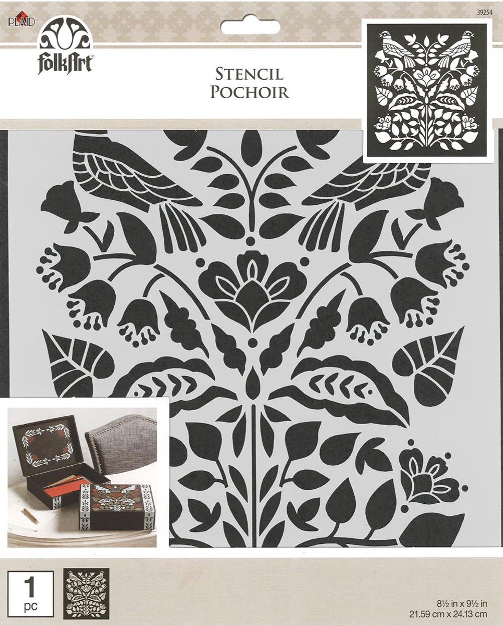 MODERN FOLK Stencil by Plaid FolkArt (21.59cm x 24.13cm) - Rustic Farmhouse Charm