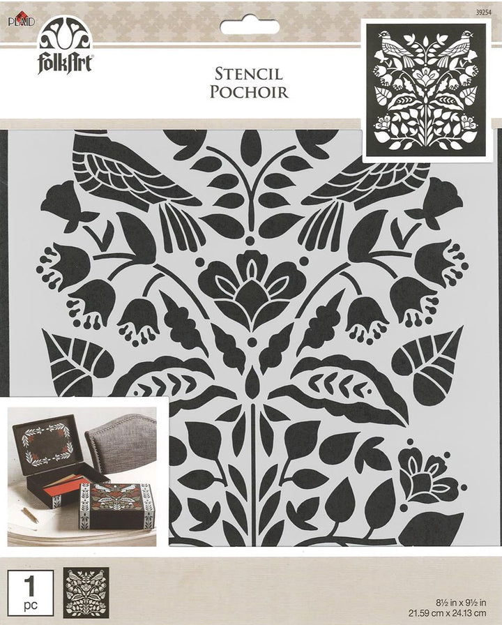 MODERN FOLK Stencil by Plaid FolkArt (21.59cm x 24.13cm) - Rustic Farmhouse Charm