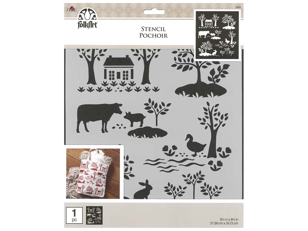 MODERN TOILE Stencil by Plaid Folkart (21.59cm x 24.13cm) - Rustic Farmhouse Charm