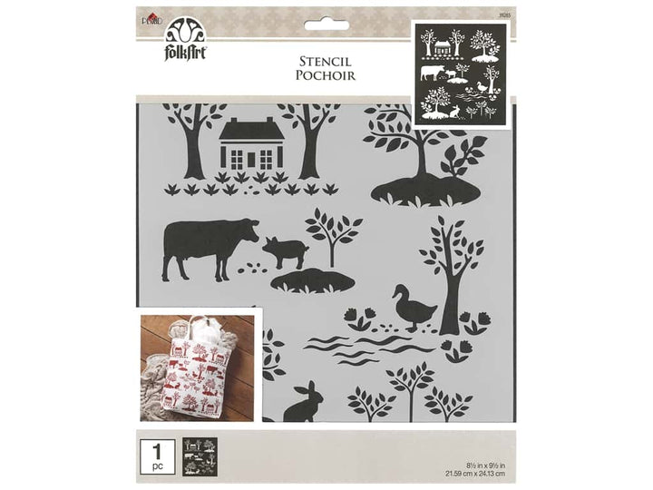 MODERN TOILE Stencil by Plaid Folkart (21.59cm x 24.13cm) - Rustic Farmhouse Charm