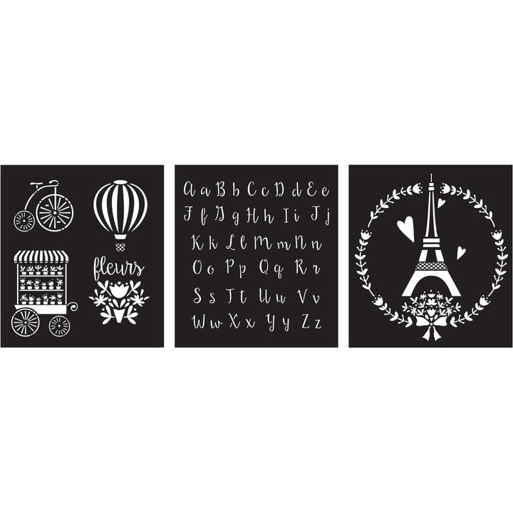 PARIS SWEET Stencil Set of 3 by Plaid FolkArt (21.59cm x 24.13cm) - Rustic Farmhouse Charm