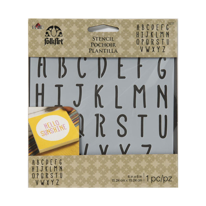 TRAVEL ABC ALPHABET Stencil by Plaid FolkArt (15.24cm x15.24cm) - Rustic Farmhouse Charm