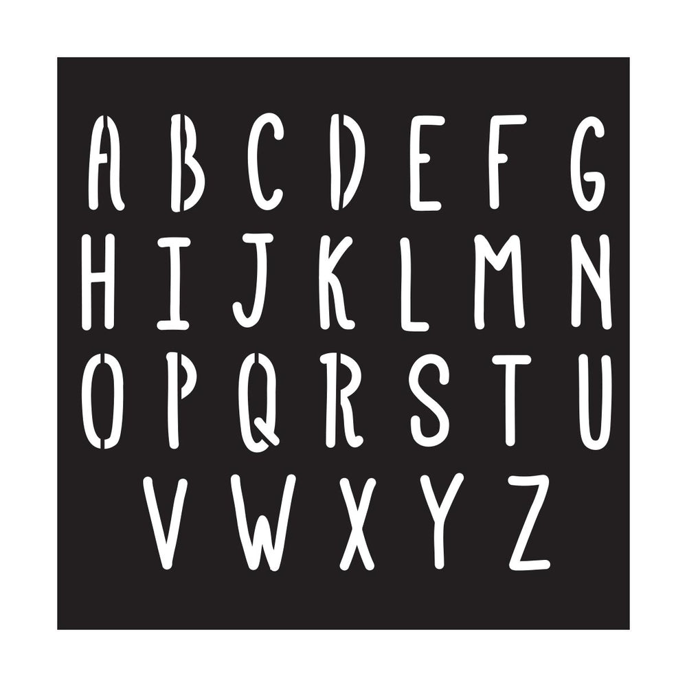 TRAVEL ABC ALPHABET Stencil by Plaid FolkArt (15.24cm x15.24cm) - Rustic Farmhouse Charm