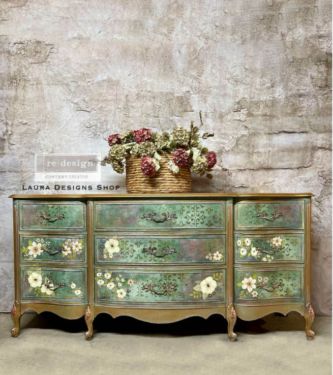 PAINTED FLORALS Redesign Transfer (60.96cm x 88.9cm) - Rustic Farmhouse Charm