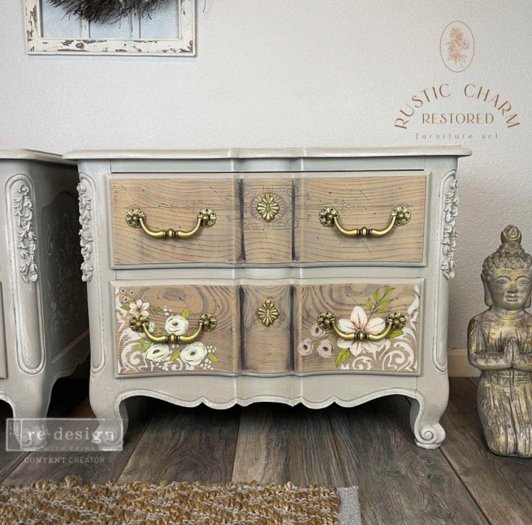 PAINTED FLORALS Redesign Transfer (60.96cm x 88.9cm) - Rustic Farmhouse Charm