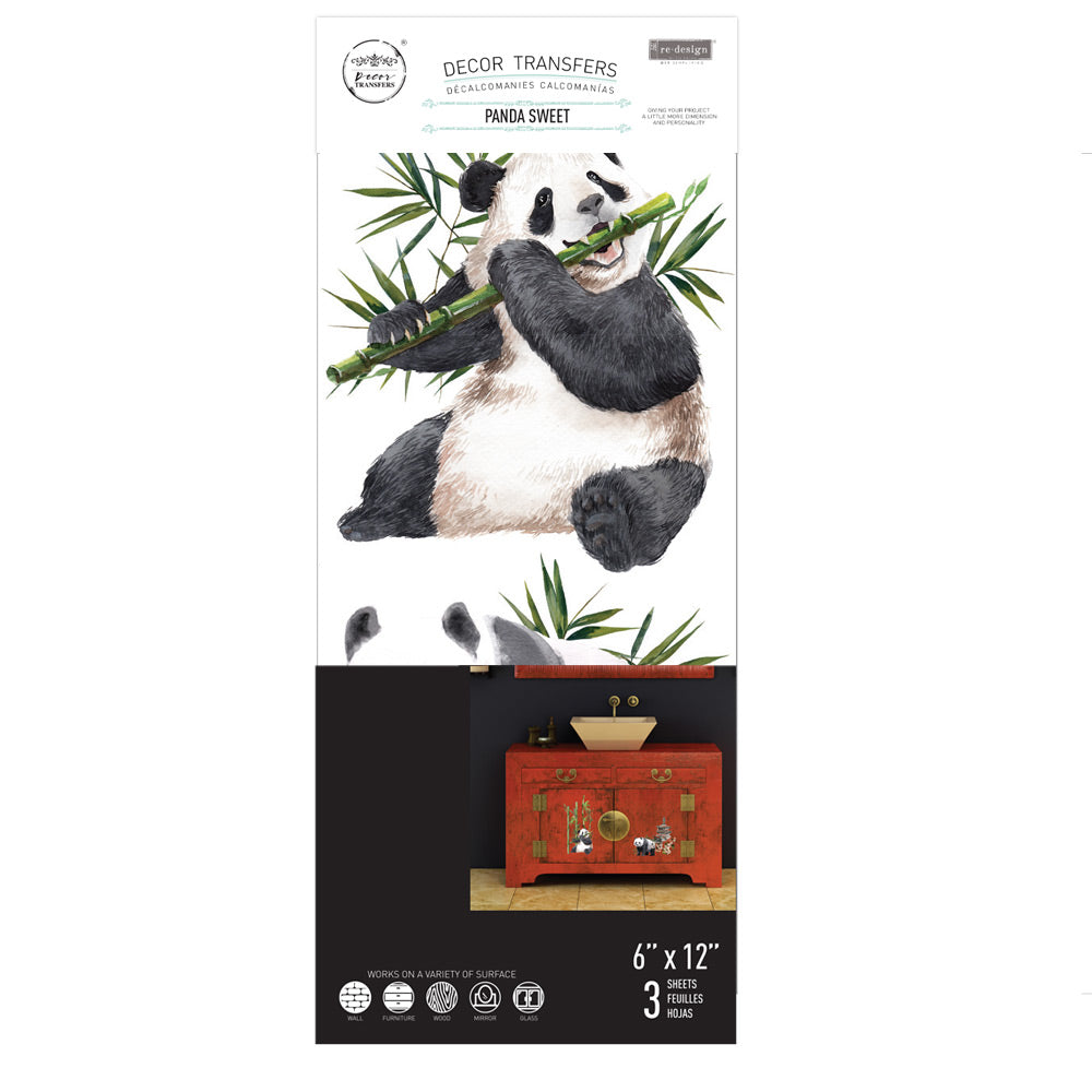 NEW! PANDA SWEET Redesign Transfer (3 sheets, each 15.24cm x 30.48cm) - Rustic Farmhouse Charm