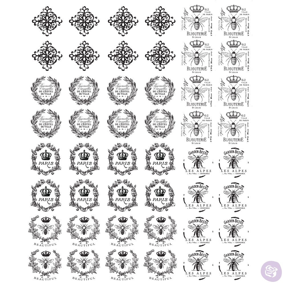 Redesign Transfer - Knobs Parisienne 26.7cm x 22cm - Rustic Farmhouse Charm