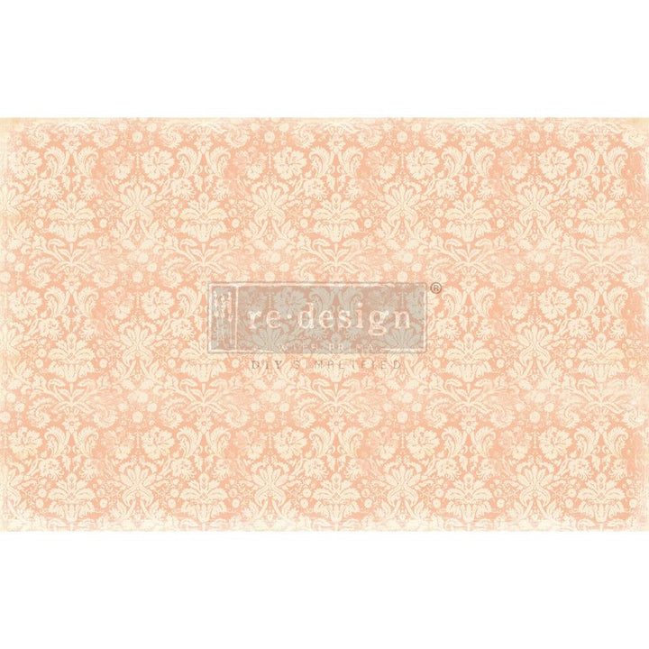 PEACH DAMASK Redesign Decoupage Paper (76.2cm x 48.26cm) - Rustic Farmhouse Charm