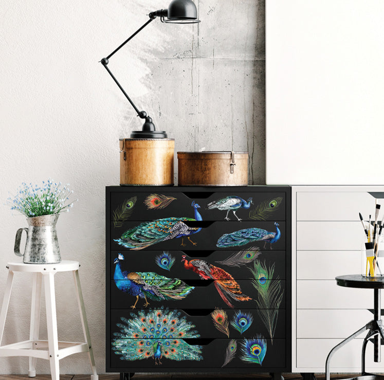 PEACOCK DREAMS Redesign Transfer (83.82cm x 60.96cm) - Rustic Farmhouse Charm