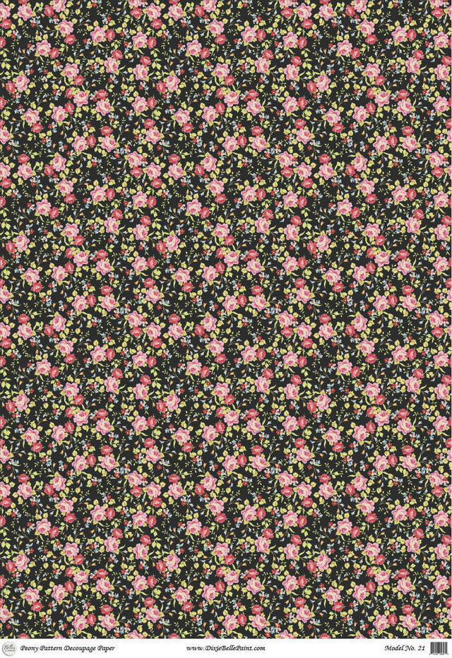 Dixie Belle Decoupage Rice Paper - PEONY PATTERN (A1 size) - Rustic Farmhouse Charm