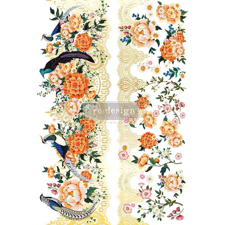 CECE PHEASANTS & PEONIES Redesign Transfer (60.96cm x 88.9cm) - Rustic Farmhouse Charm