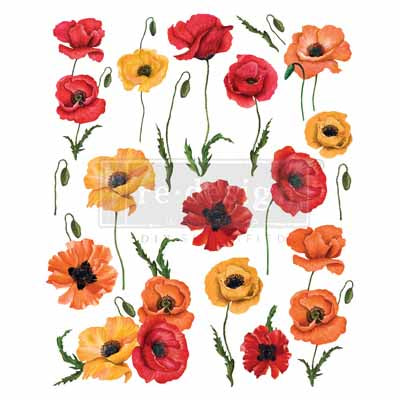 Redesign Transfer - POPPY GARDENS (76.2cm x 60.96cm) - Rustic Farmhouse Charm
