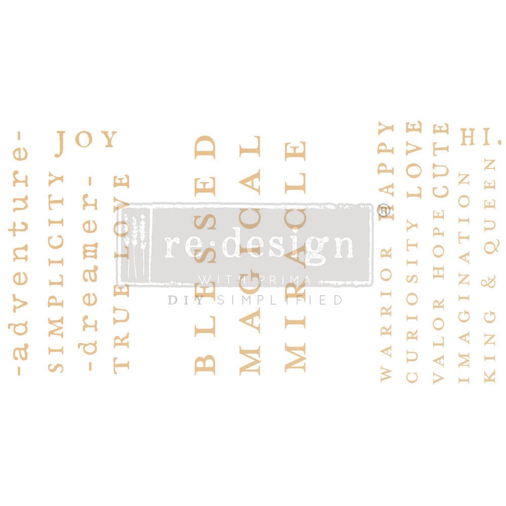 NEW! POWERFUL WORDS Redesign Transfer (3 sheets, each 15.24cm x 30.48cm) - Rustic Farmhouse Charm