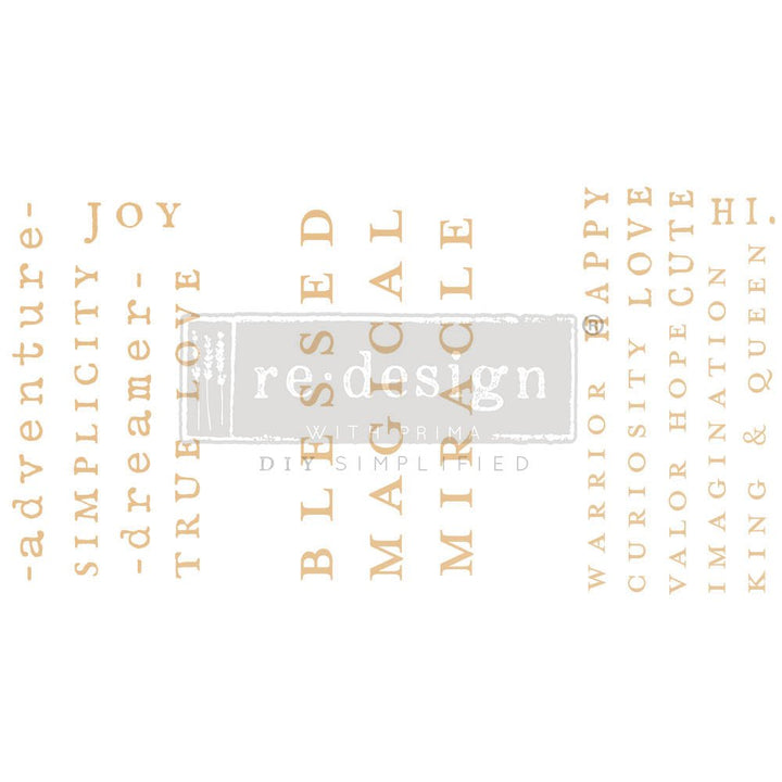 NEW! POWERFUL WORDS Redesign Transfer (3 sheets, each 15.24cm x 30.48cm) - Rustic Farmhouse Charm