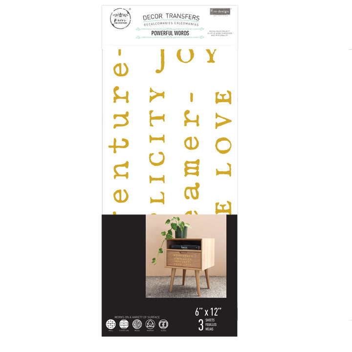 NEW! POWERFUL WORDS Redesign Transfer (3 sheets, each 15.24cm x 30.48cm) - Rustic Farmhouse Charm