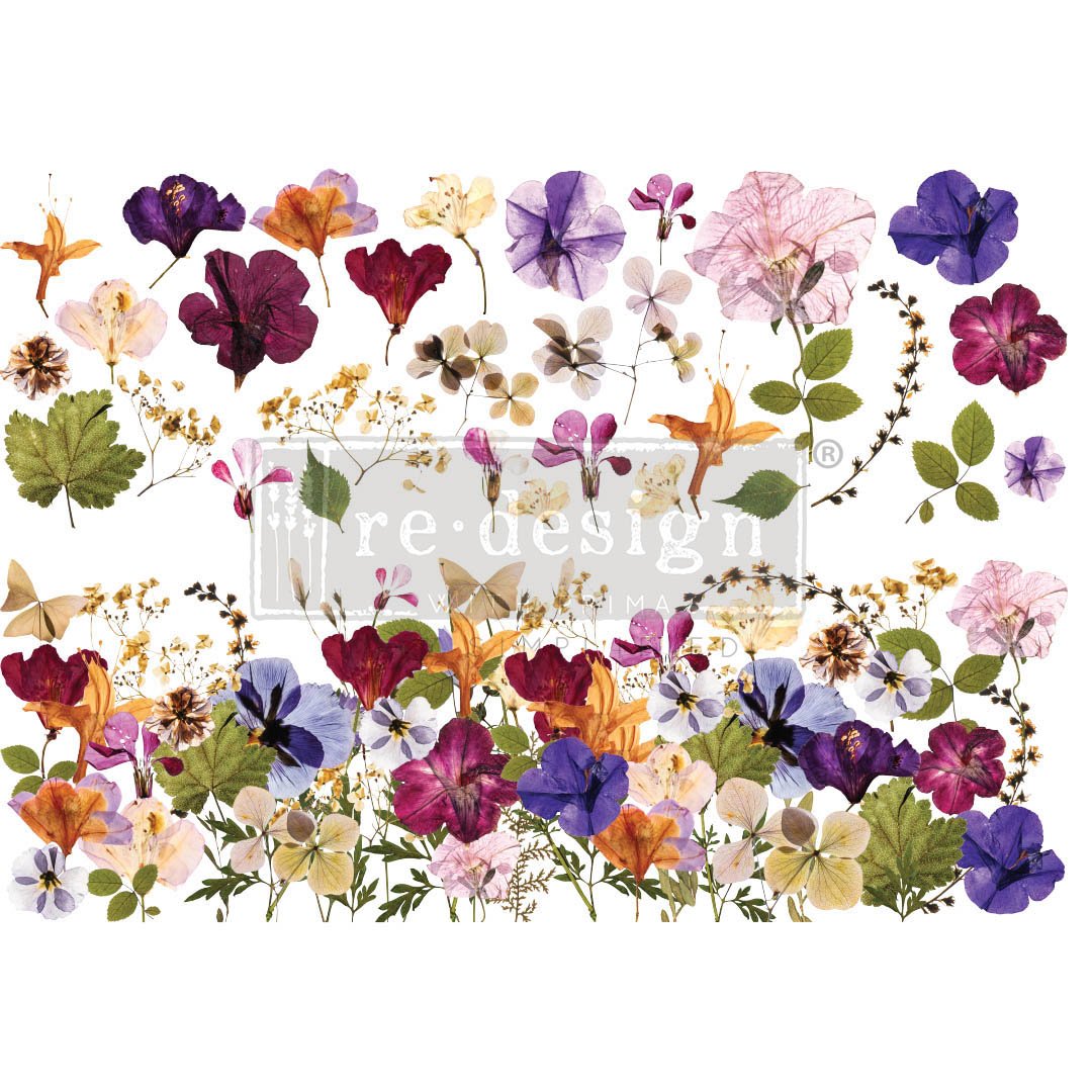 NEW! PRESSED FLOWERS Redesign Transfer (60.96cm x 88.9cm) - Rustic Farmhouse Charm