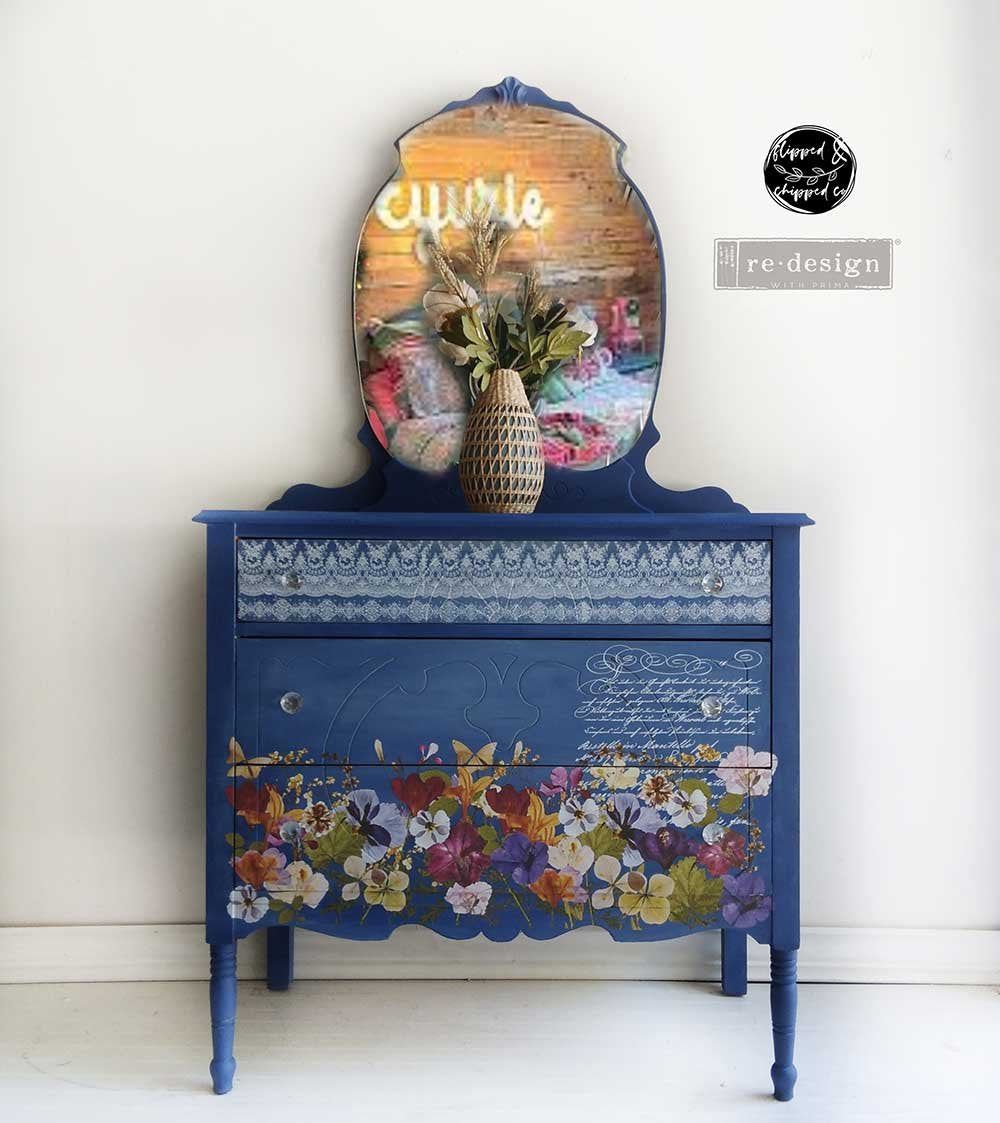 NEW! PRESSED FLOWERS Redesign Transfer (60.96cm x 88.9cm) - Rustic Farmhouse Charm