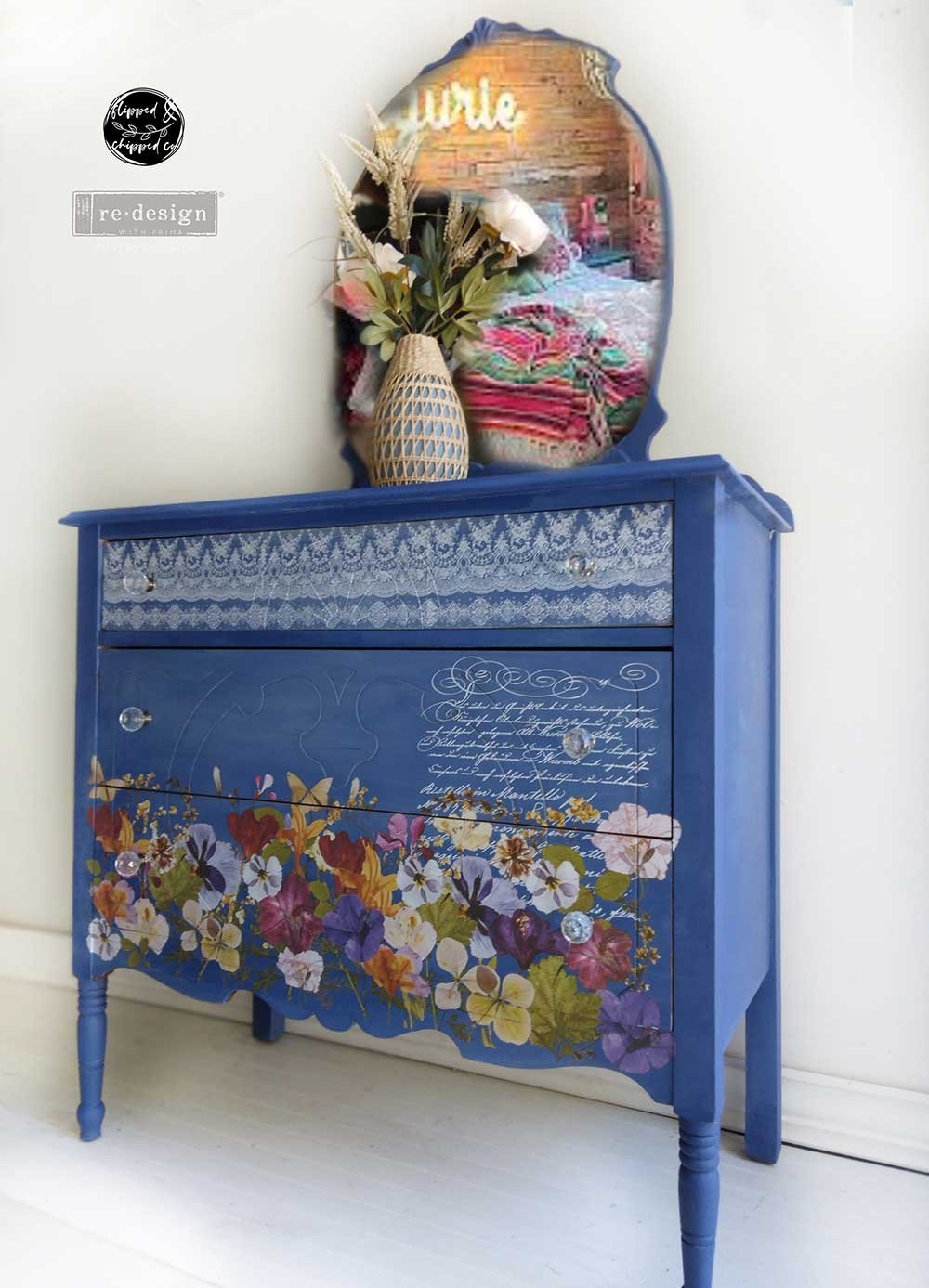 NEW! PRESSED FLOWERS Redesign Transfer (60.96cm x 88.9cm) - Rustic Farmhouse Charm