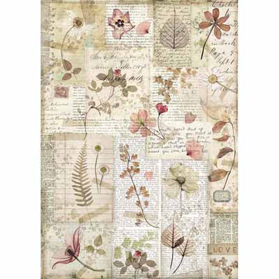 PRESSED FLOWERS Rice Paper by Stamperia (A4) - Rustic Farmhouse Charm