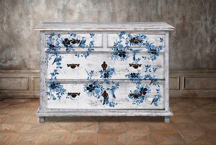 NEW! PRETTY IN BLUE Redesign Transfer (60.96cm x 88.9cm) - Rustic Farmhouse Charm