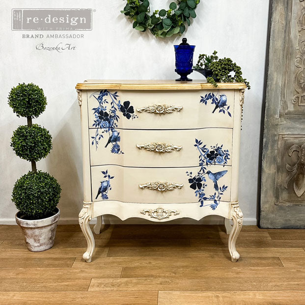 NEW! PRETTY IN BLUE Redesign Transfer (60.96cm x 88.9cm) - Rustic Farmhouse Charm