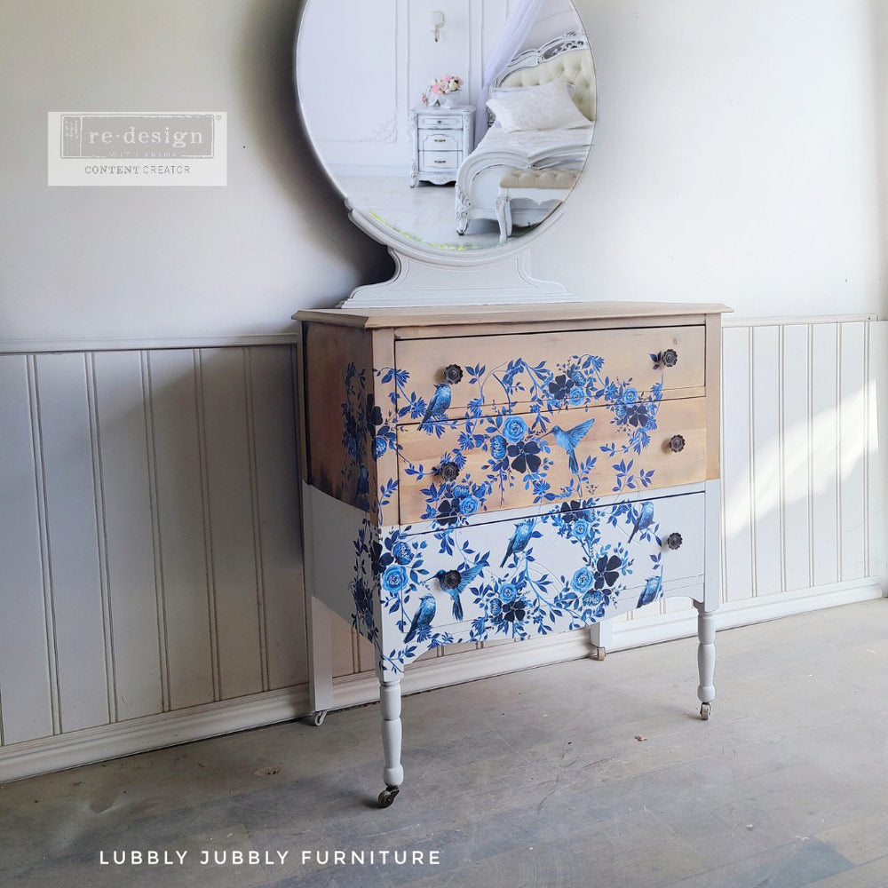 NEW! PRETTY IN BLUE Redesign Transfer (60.96cm x 88.9cm) - Rustic Farmhouse Charm