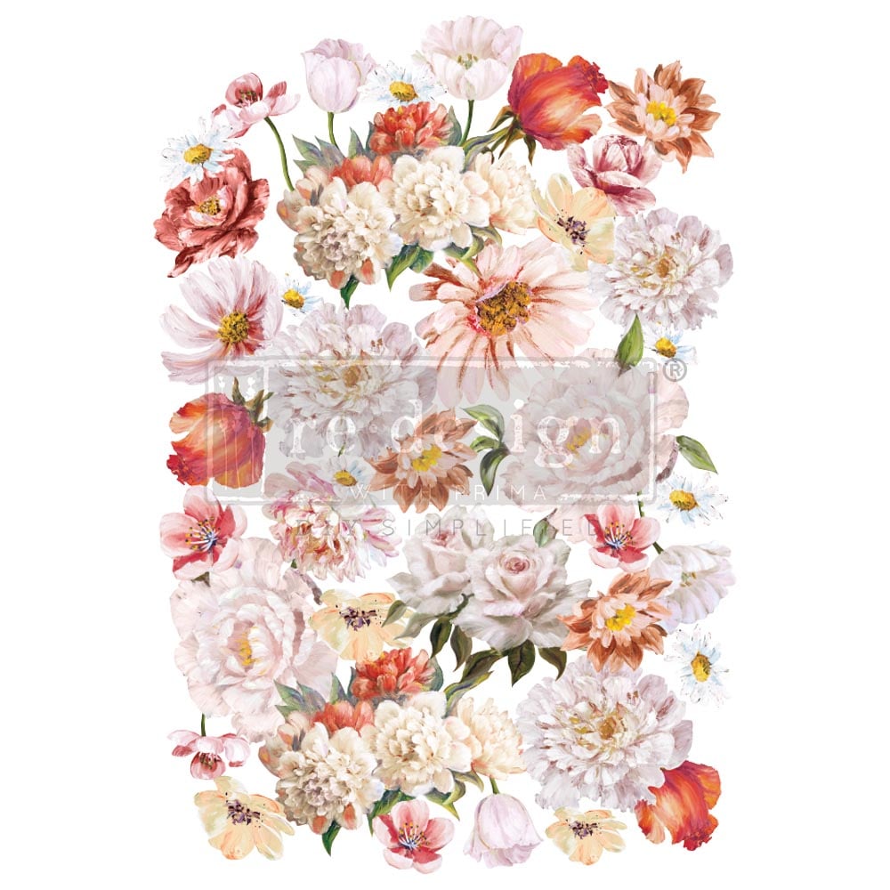 NEW! PRETTY IN PEACH Redesign Transfer (88.9cm x 60.96cm) - Rustic Farmhouse Charm