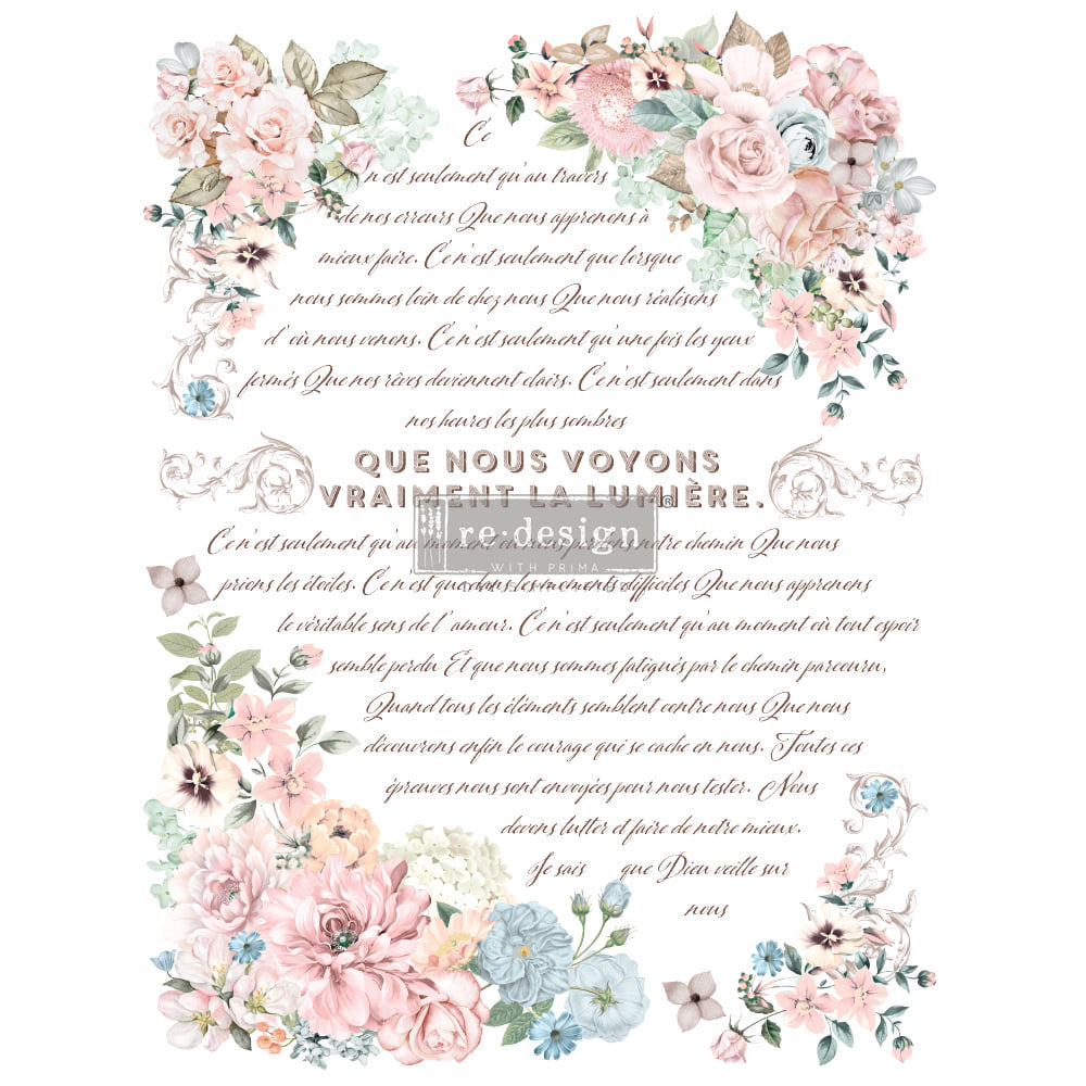 PURE LIGHT FLORAL Redesign Transfer (60.96cm x 88.9cm) - Rustic Farmhouse Charm