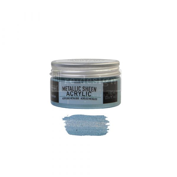 RARE AQUA Metallic Sheen Acrylic Paint by Redesign 100ml - Rustic Farmhouse Charm